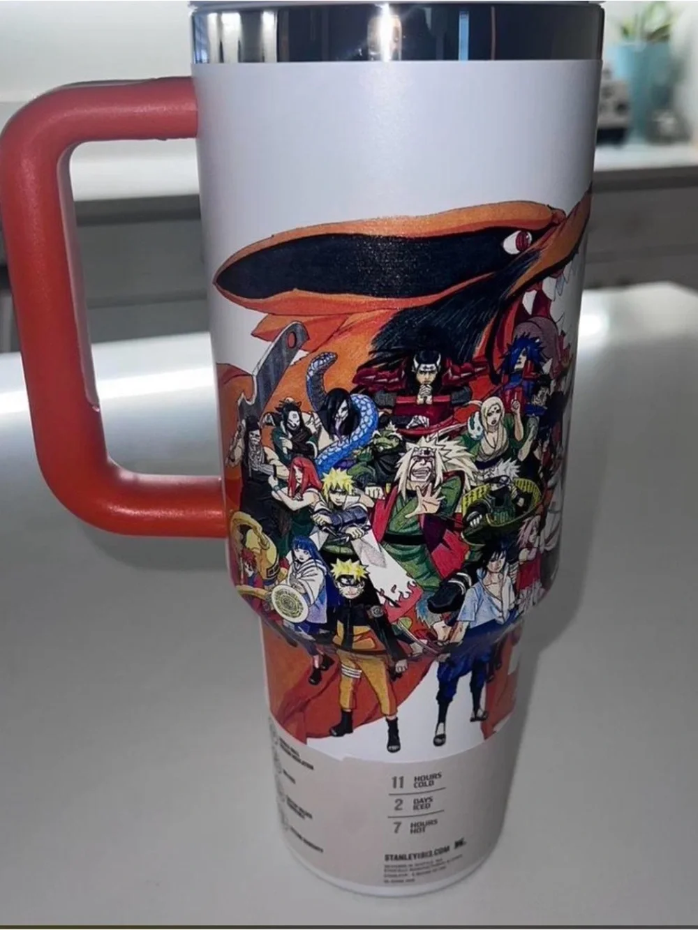 Stanley White Tumbler with Red Accent